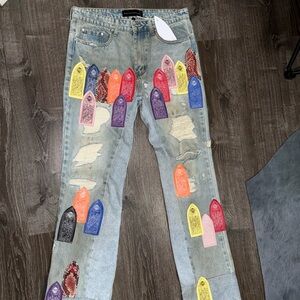 Who Decides War PATCH ARCHED REPAIRED DISTRESSED DENIM Multi / 32/M